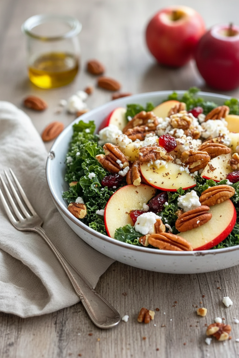 My Go-To Massaged Kale Salad with Apple and Pecans