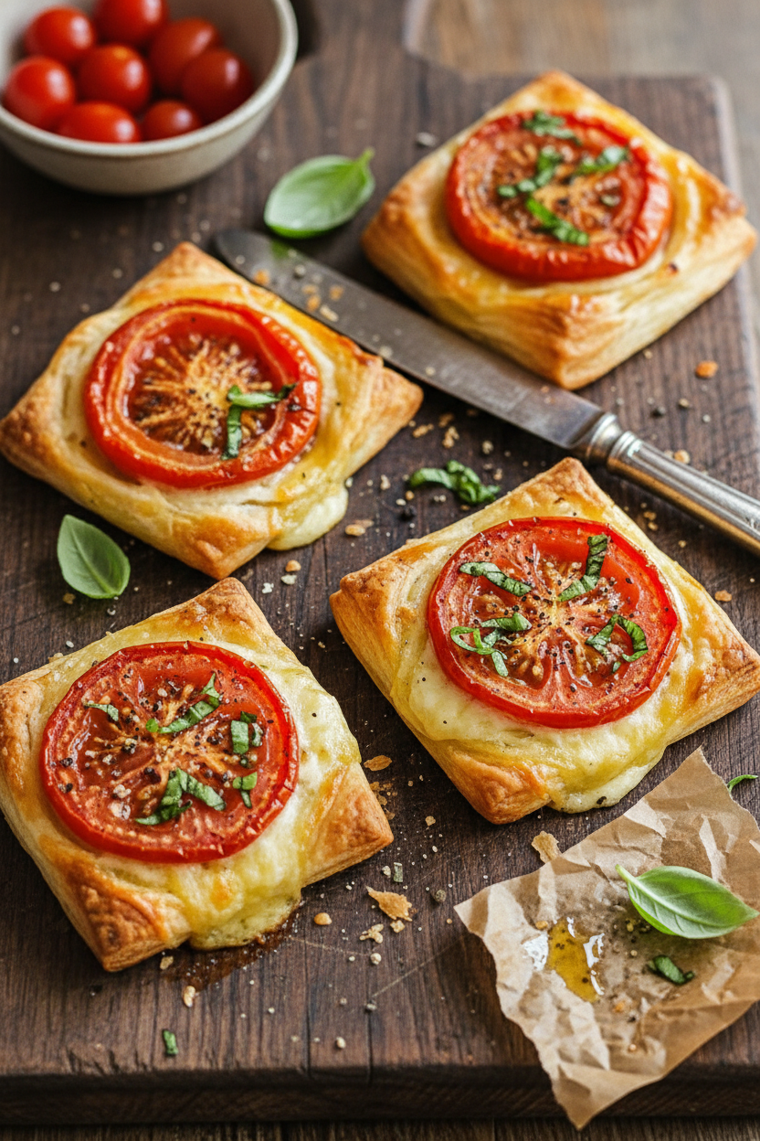 My Homemade Tomato Basil Puff Pastry Tartlets