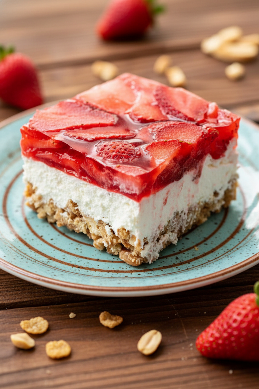 No-Bake Strawberry Pretzel Salad Dessert
