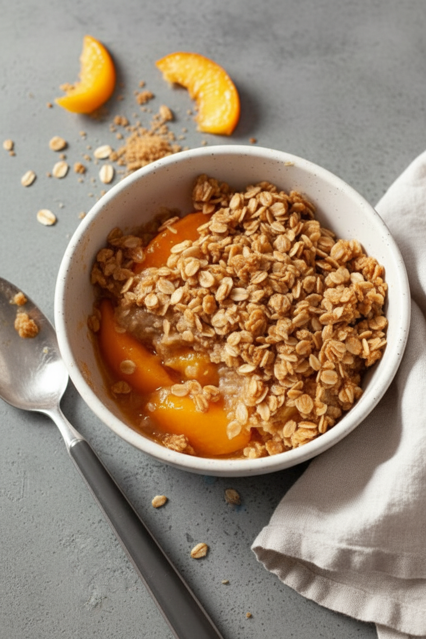 Peach Crisp with Oats and Vanilla