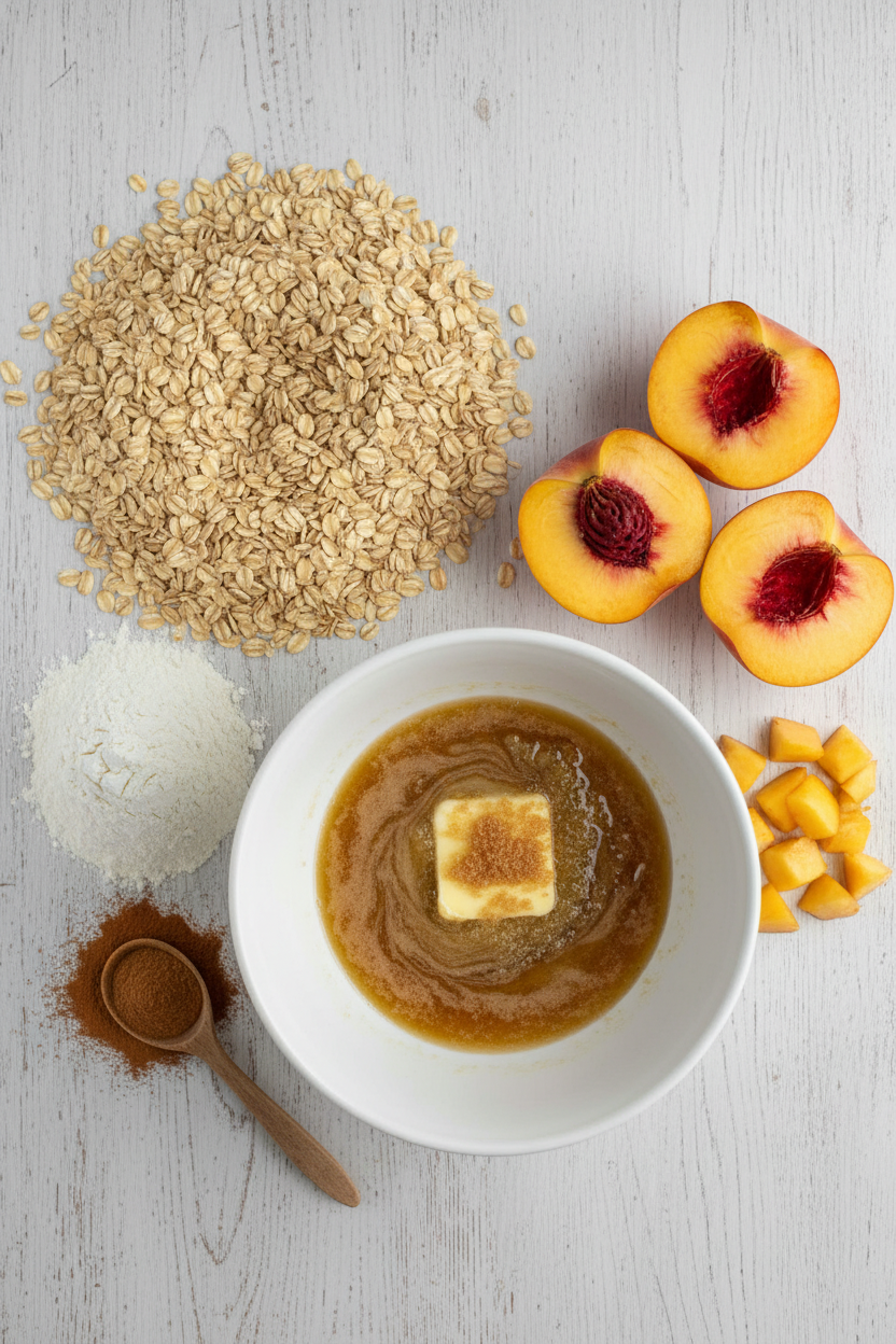 Peach Crisp with Oats and Vanilla