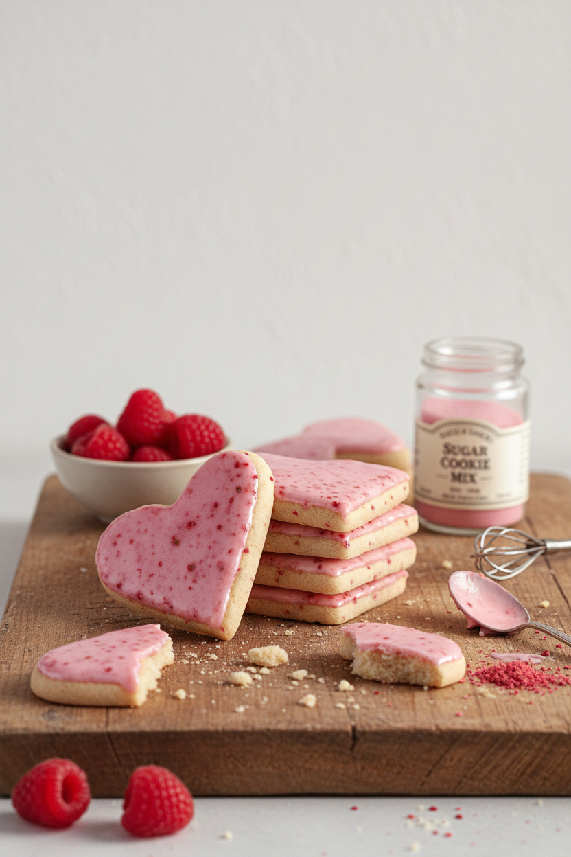 Perfect Strawberry Shortbread Hearts with Glaze