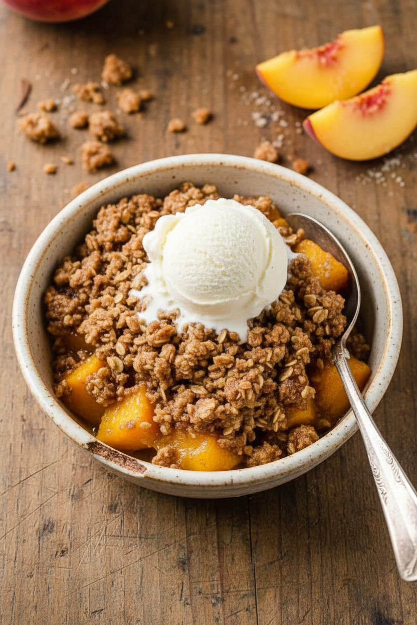 Simple Peach Crisp by a Home Baker