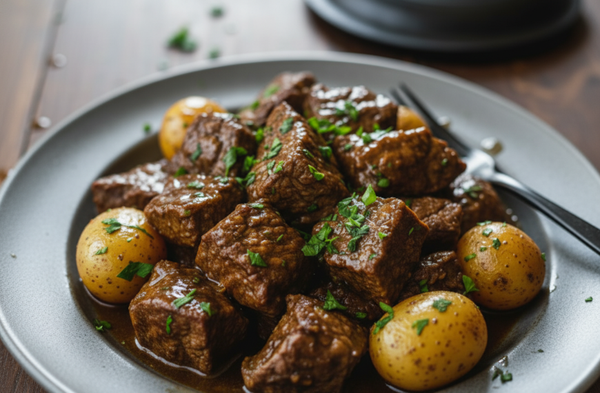 Slow Cooker Garlic Butter Beef Tips by Chef Ella