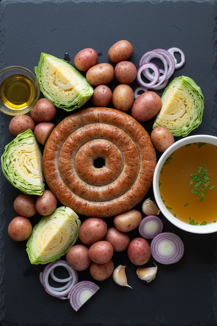 Slow Cooker Smoked Sausage and Cabbage by Chef Laura