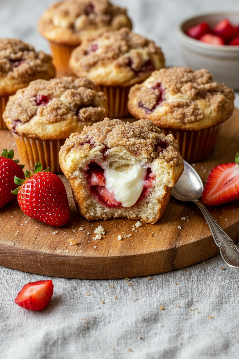 Strawberry Cream Cheese Crumb Muffins Recipe
