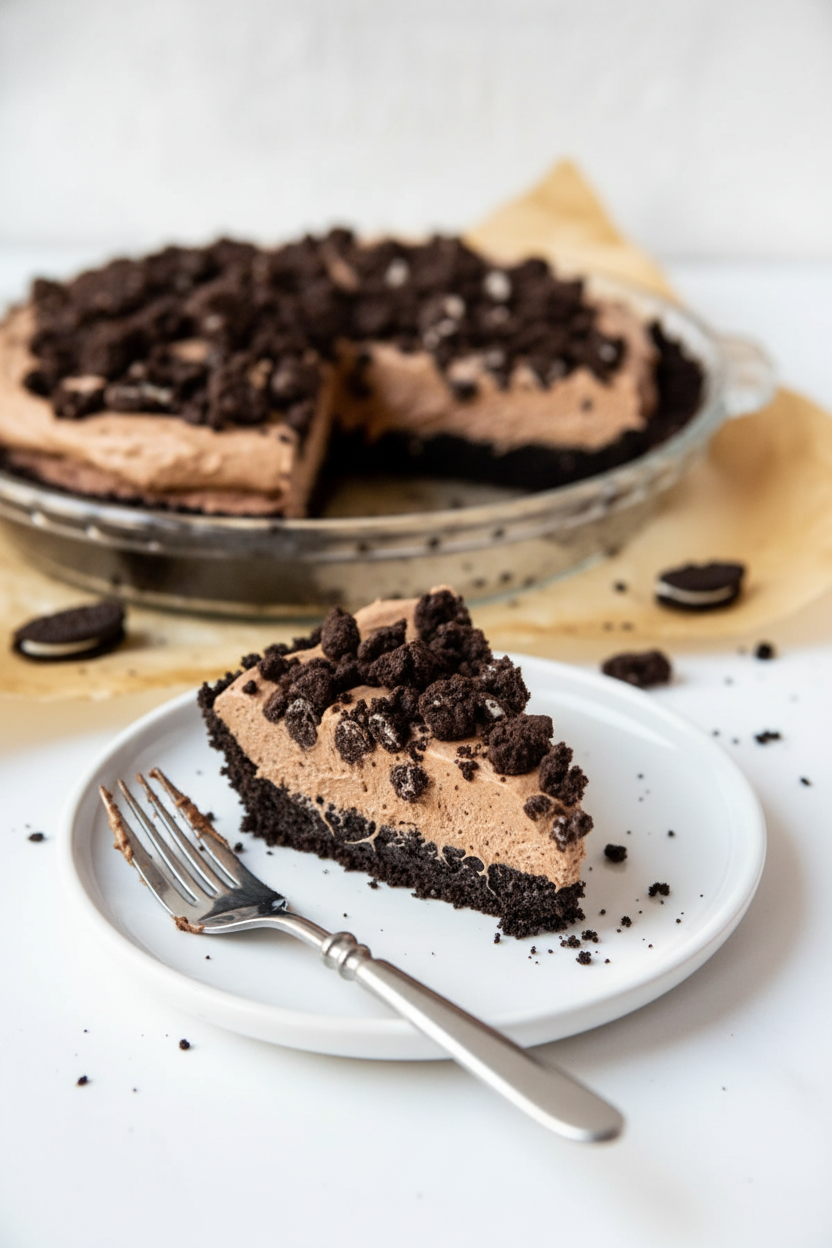 Ultimate Triple Layer Oreo Brownie Mousse Pie