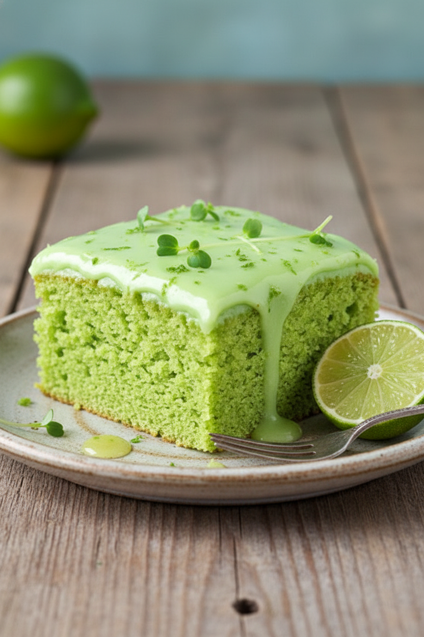 Zesty Lime Gelatin Cake with Creamy Frosting