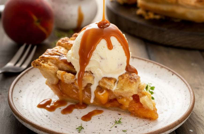 Bourbon Peach Pie with Homemade Caramel by Baker
