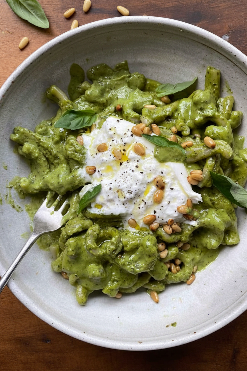My Creamy Pesto Pasta with Burrata Recipe