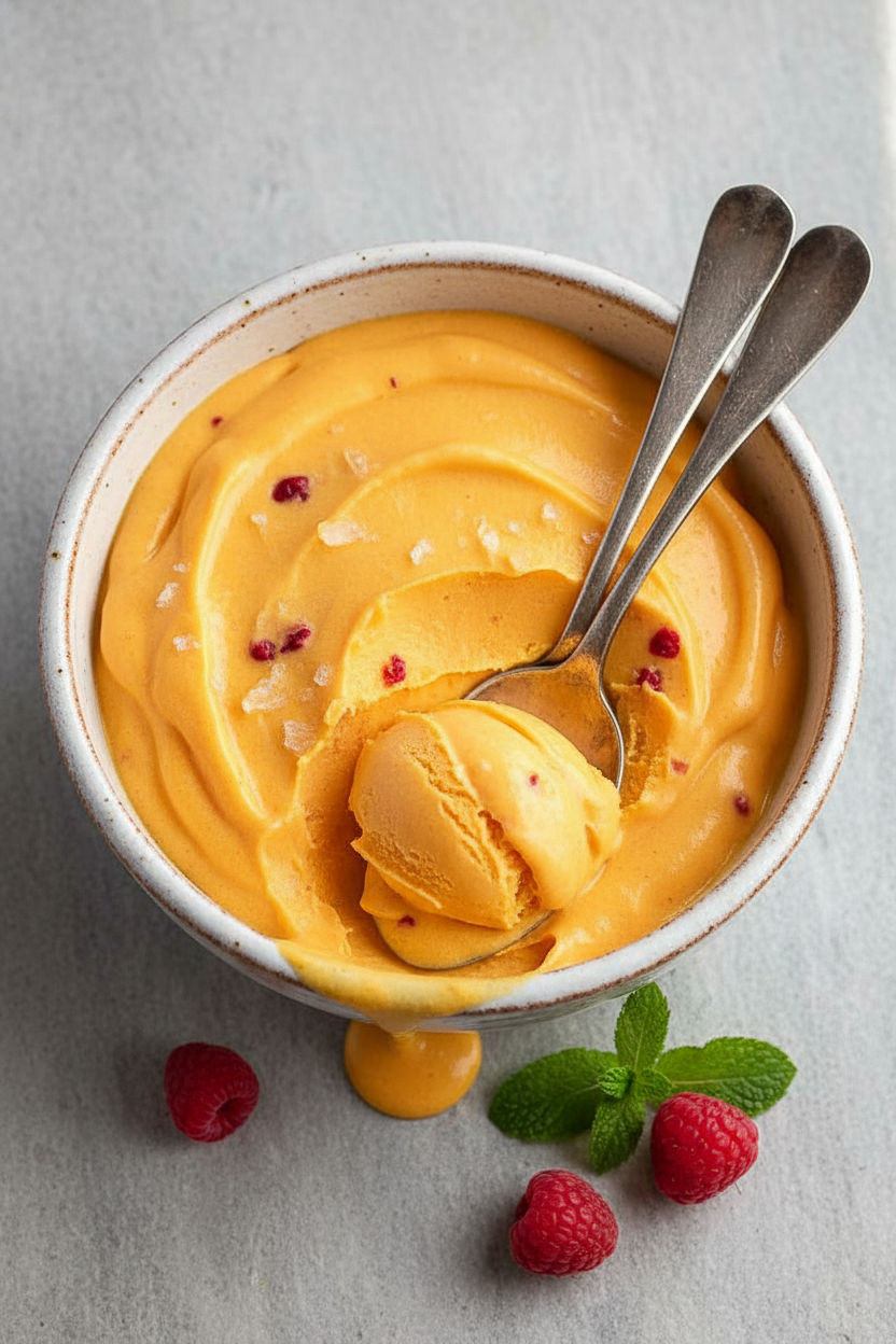 Ripe Peach Sorbet Made by a Pro