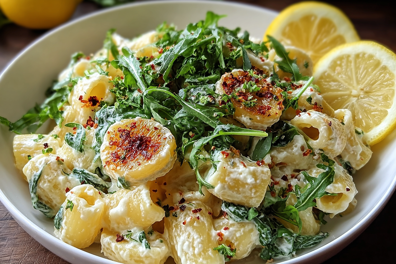 Creamy Lemon Ricotta Pasta With Arugula