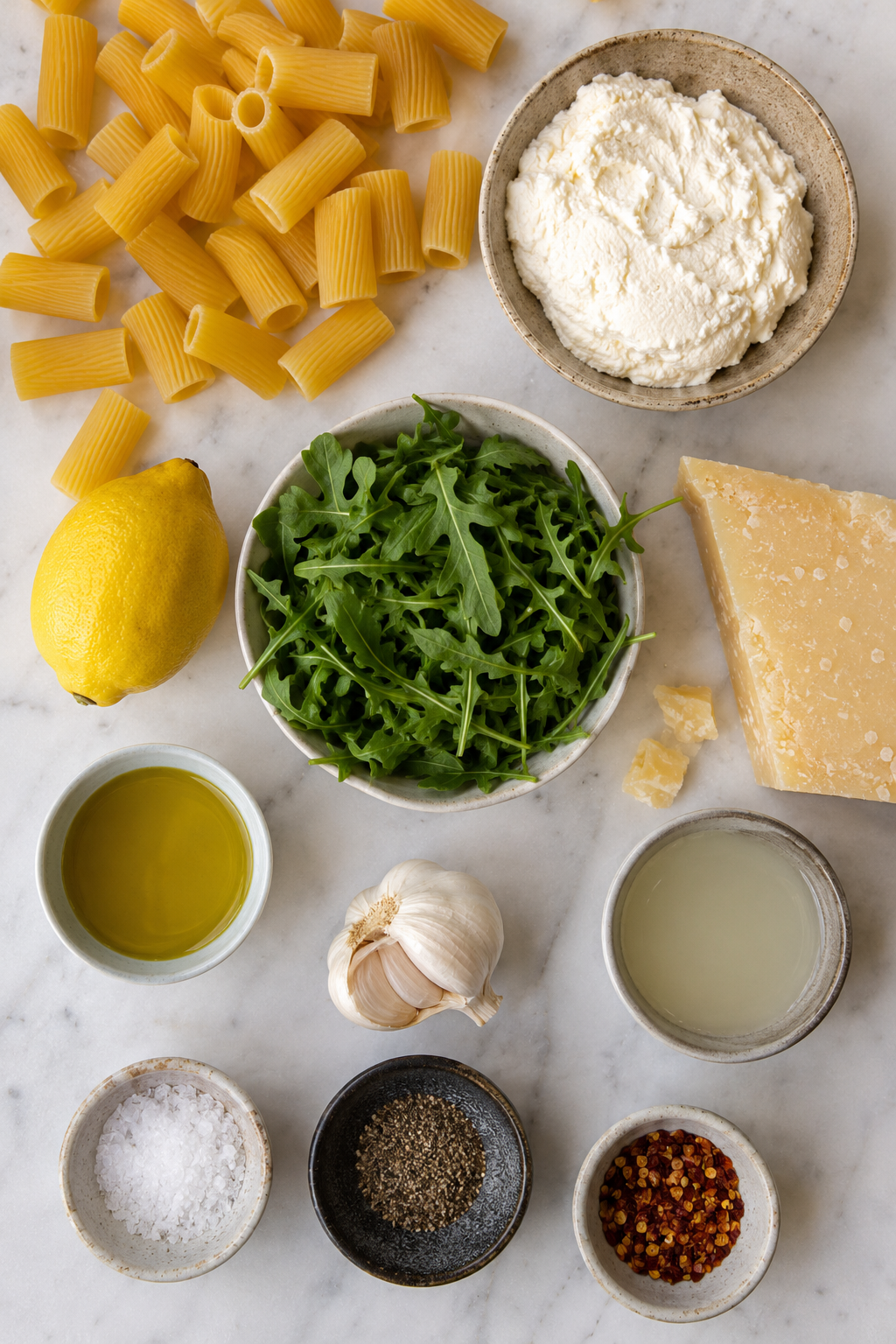 Creamy Lemon Ricotta Pasta With Arugula