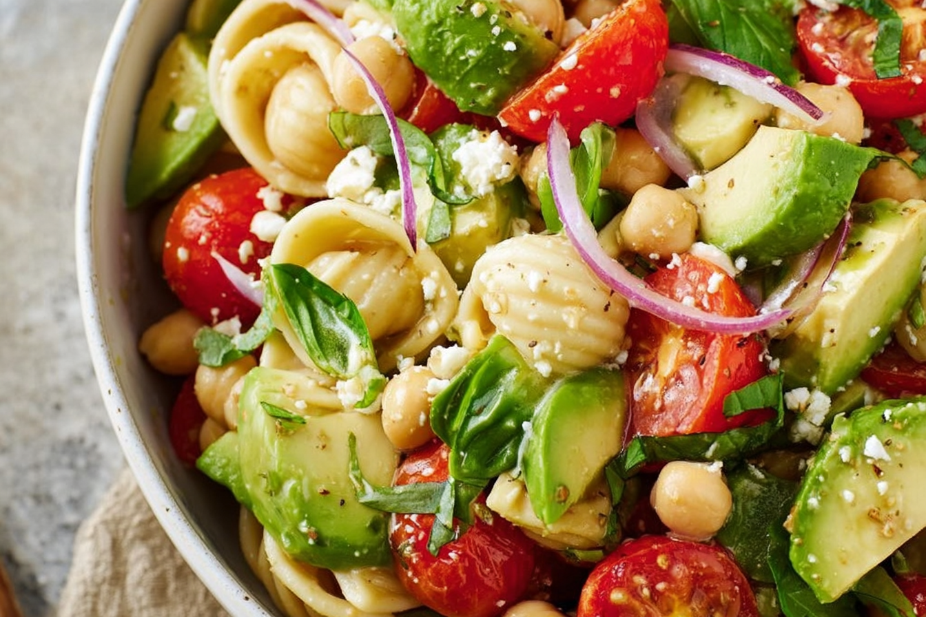 Avocado Tomato Chickpea Pasta Salad