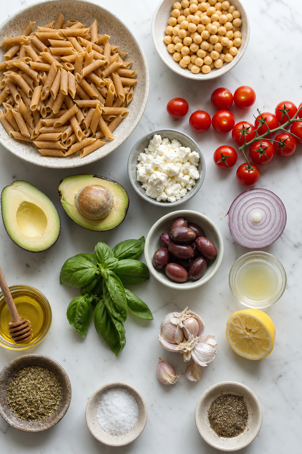 Avocado Tomato Chickpea Pasta Salad