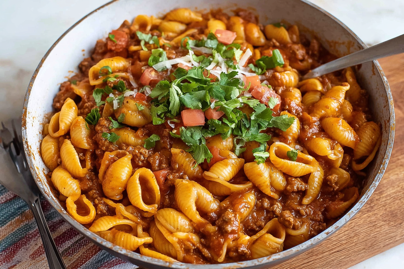 One Pot Beef Taco Pasta
