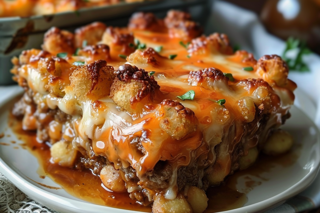 Cheesy Tater Tot Meatloaf Casserole
