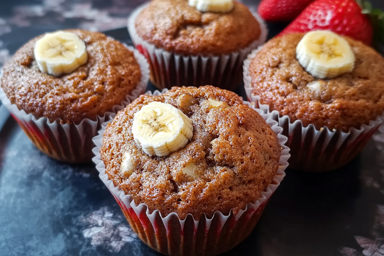 Healthy Strawberry Banana Muffins