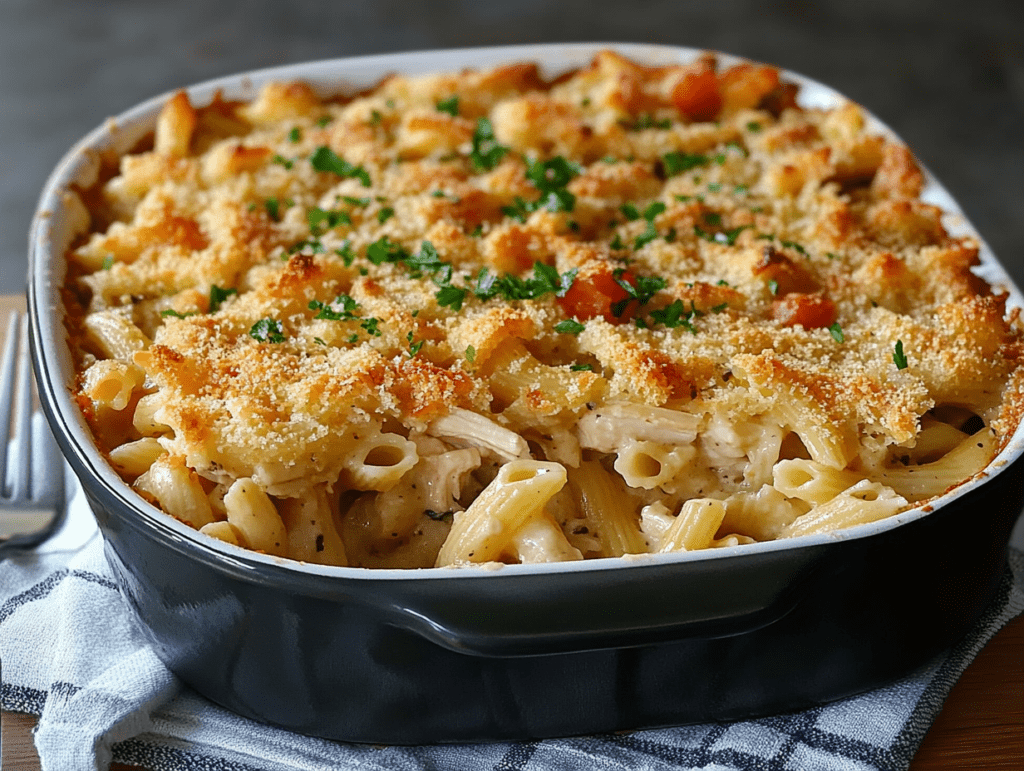 Chicken Pot Pie Pasta Bake