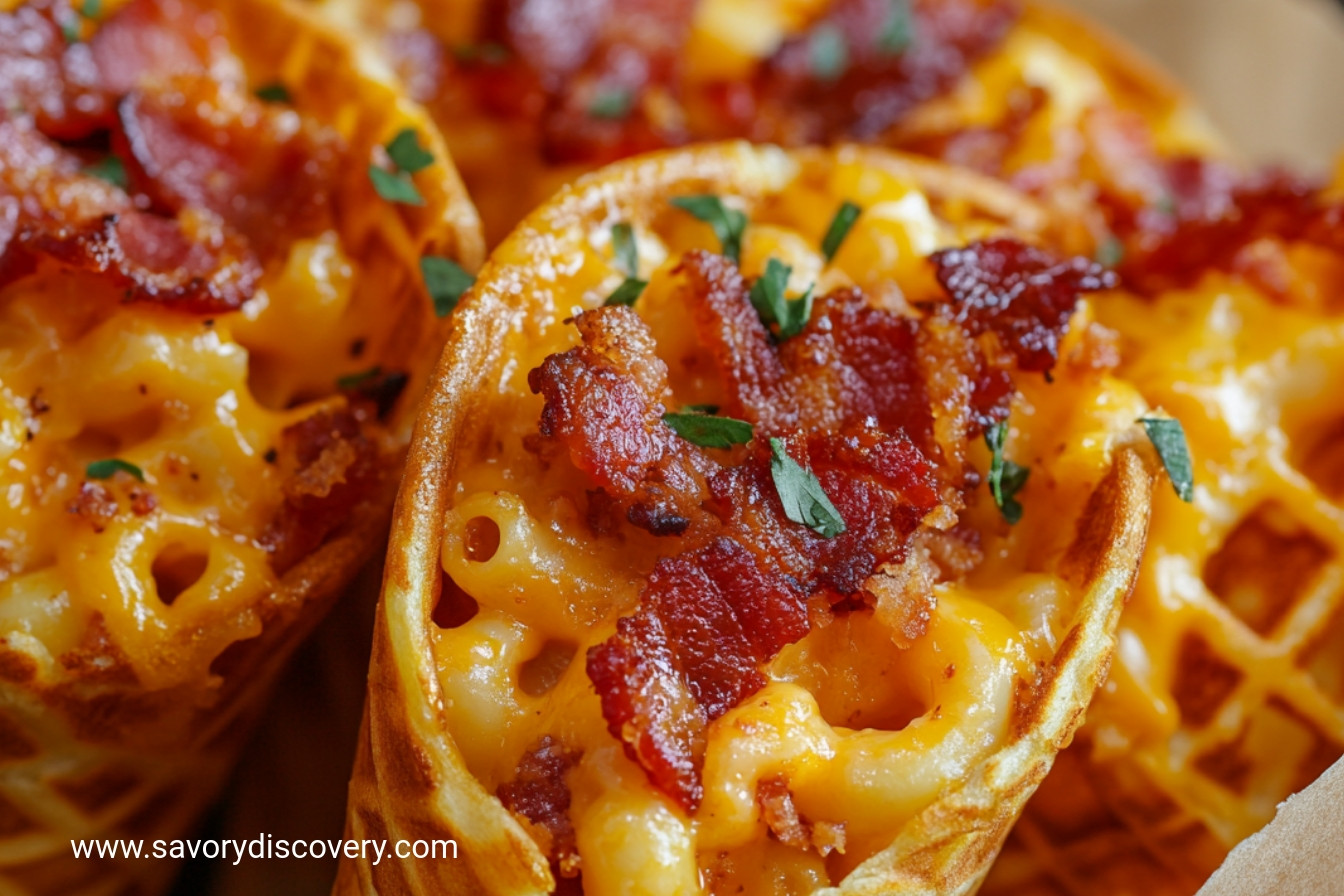 Bbq Bacon Mac And Cheese Waffle Cones