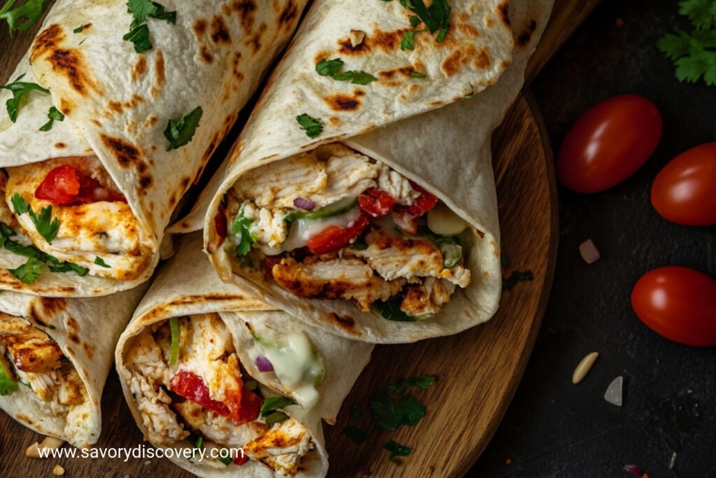 Cheesy Garlic Chicken Wraps