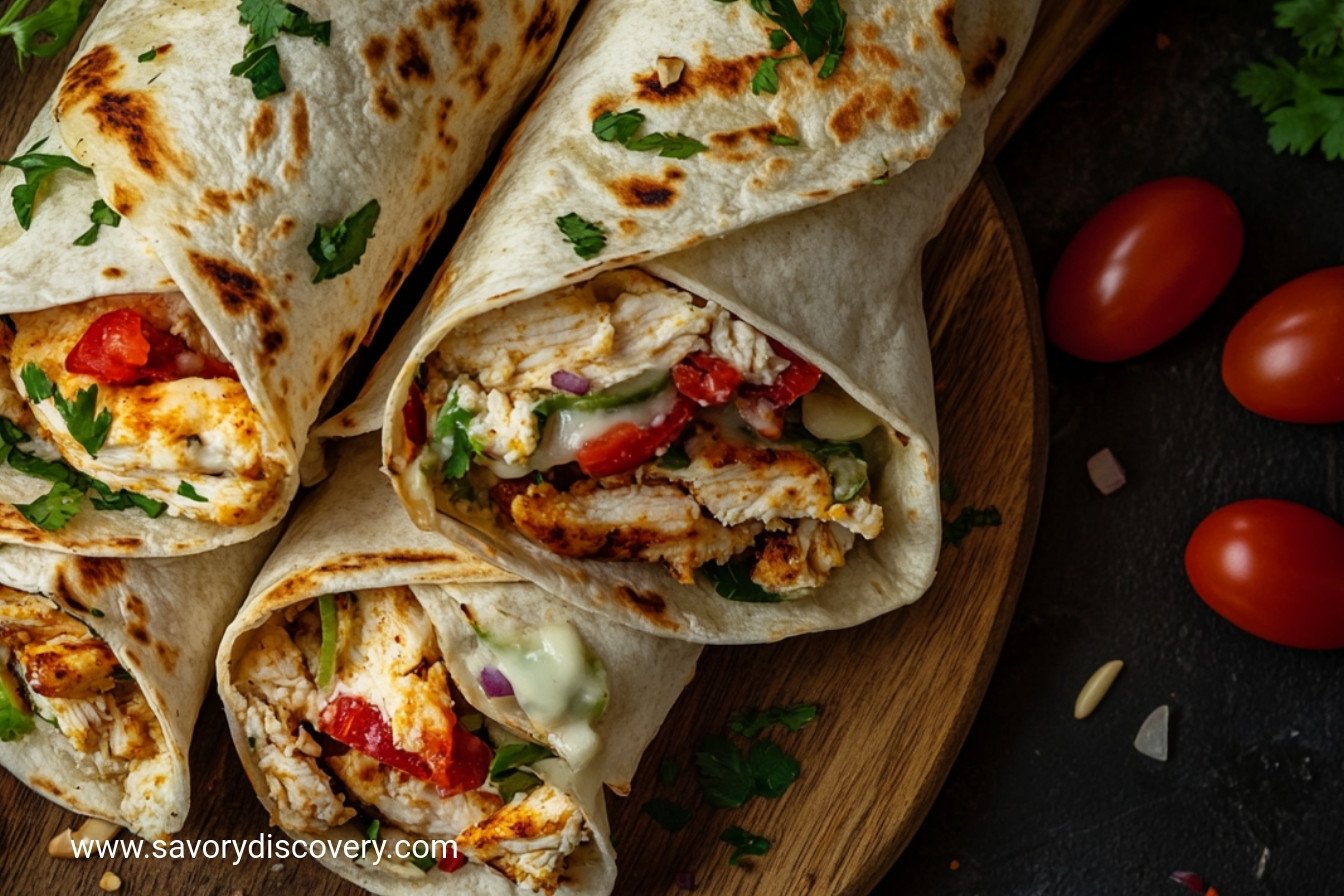 Cheesy Garlic Chicken Wraps