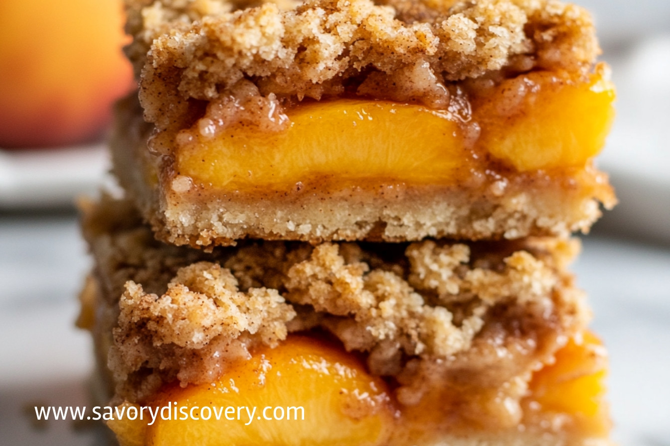 Cinnamon Peach Crumble Bars