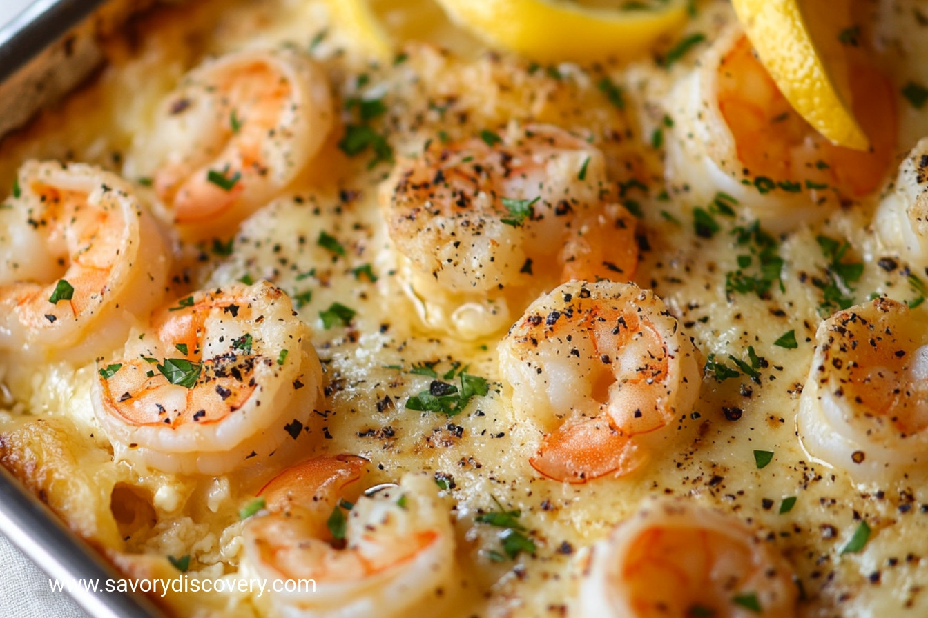 Creamy Garlic Butter Shrimp Scampi Lasagna with Lemon and Parmesan