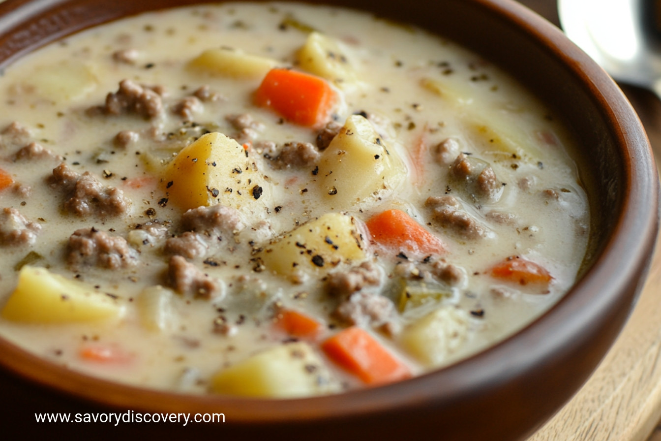 Crockpot Creamy Potato Hamburger Soup