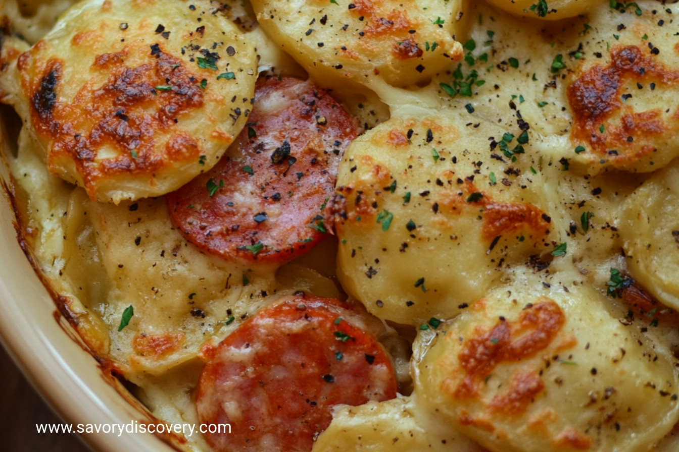 Crockpot Pierogi Casserole with Kielbasa