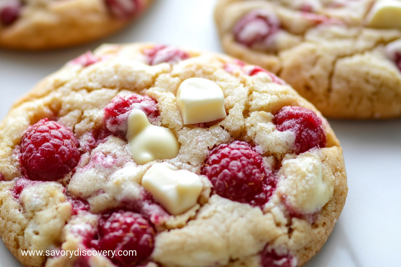 Gooey Raspberry White Chocolate Cookies