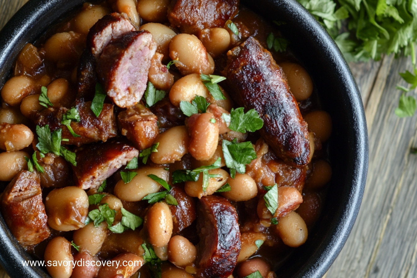 Great Northern and Pinto Beans with Smoked Neckbones and Smoked Sausage