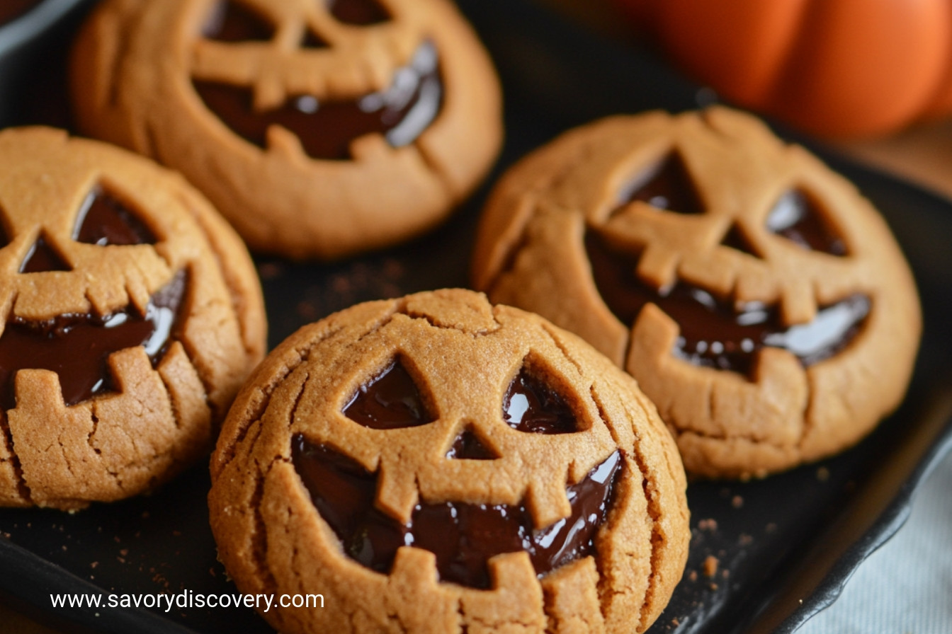 Milk Chocolate Stuffed Jack-O-Lantern Cookies