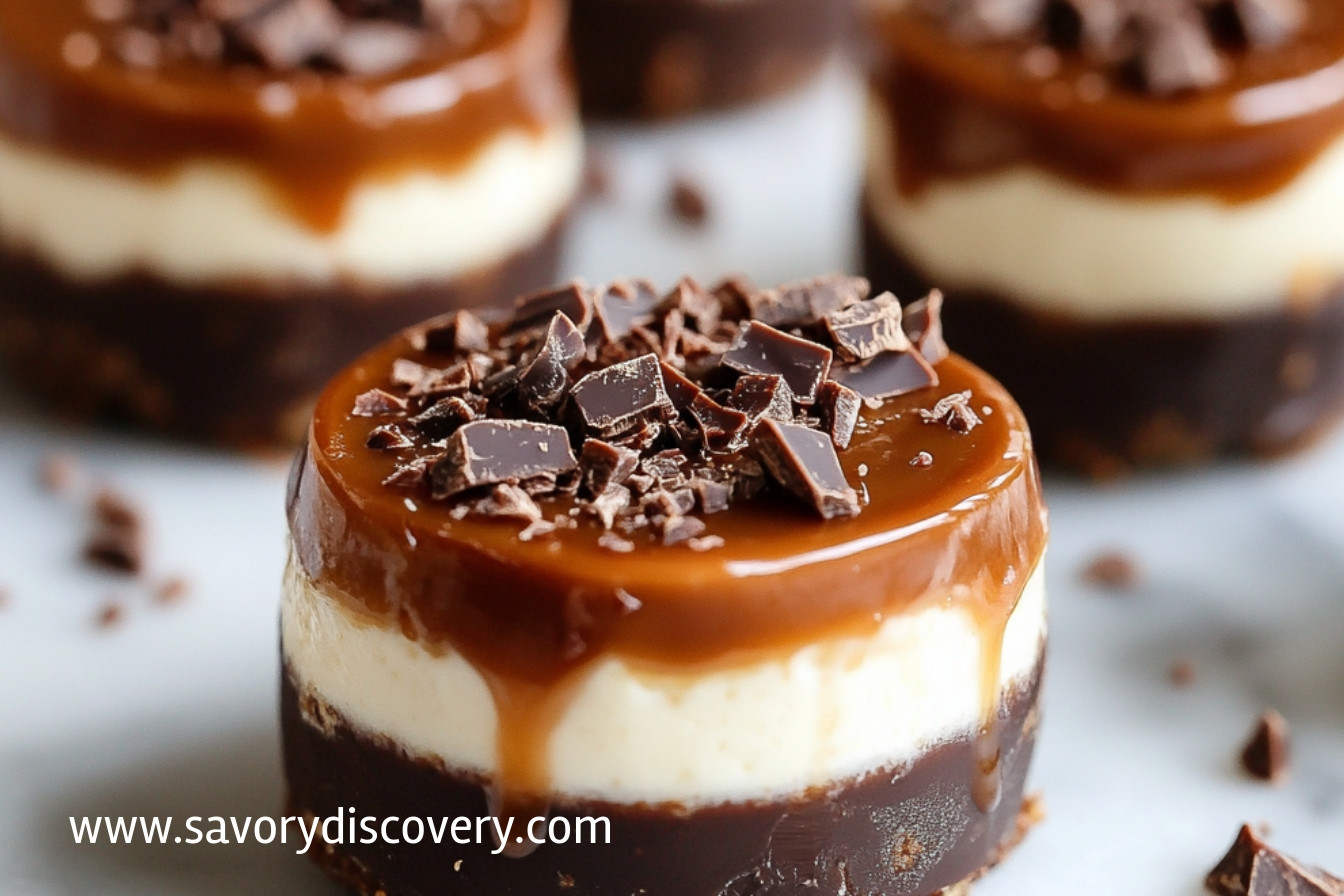 No Bake Chocolate Caramel Cheesecake Bites