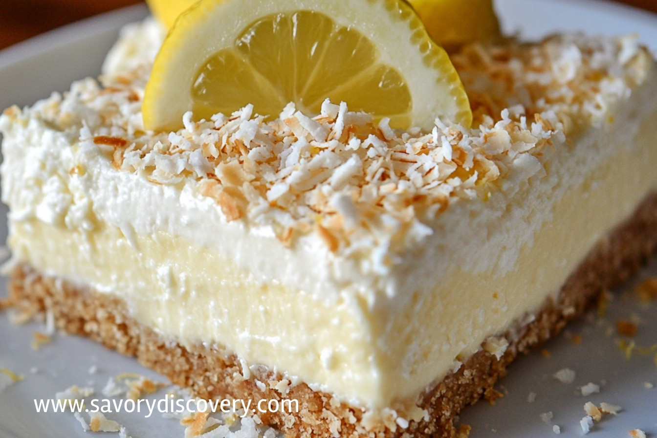 No Bake Lemon Coconut Cheesecake Bars