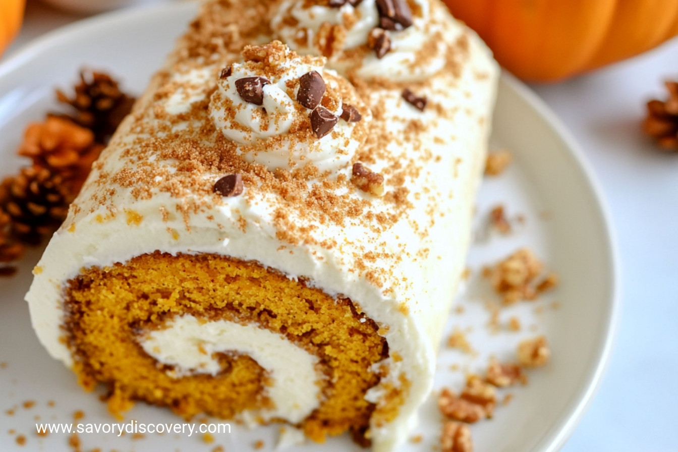 Pumpkin Cannoli Cake Roll