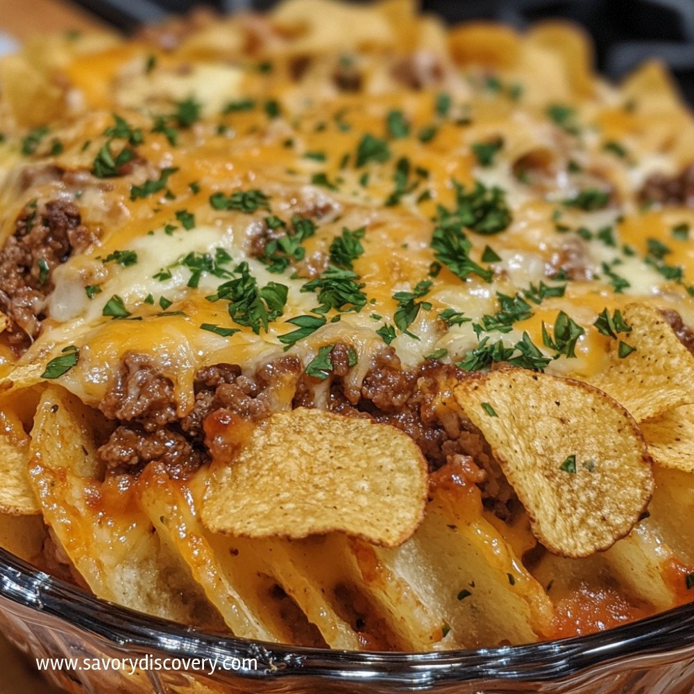 Cheeseburger Casserole with Potato Chips