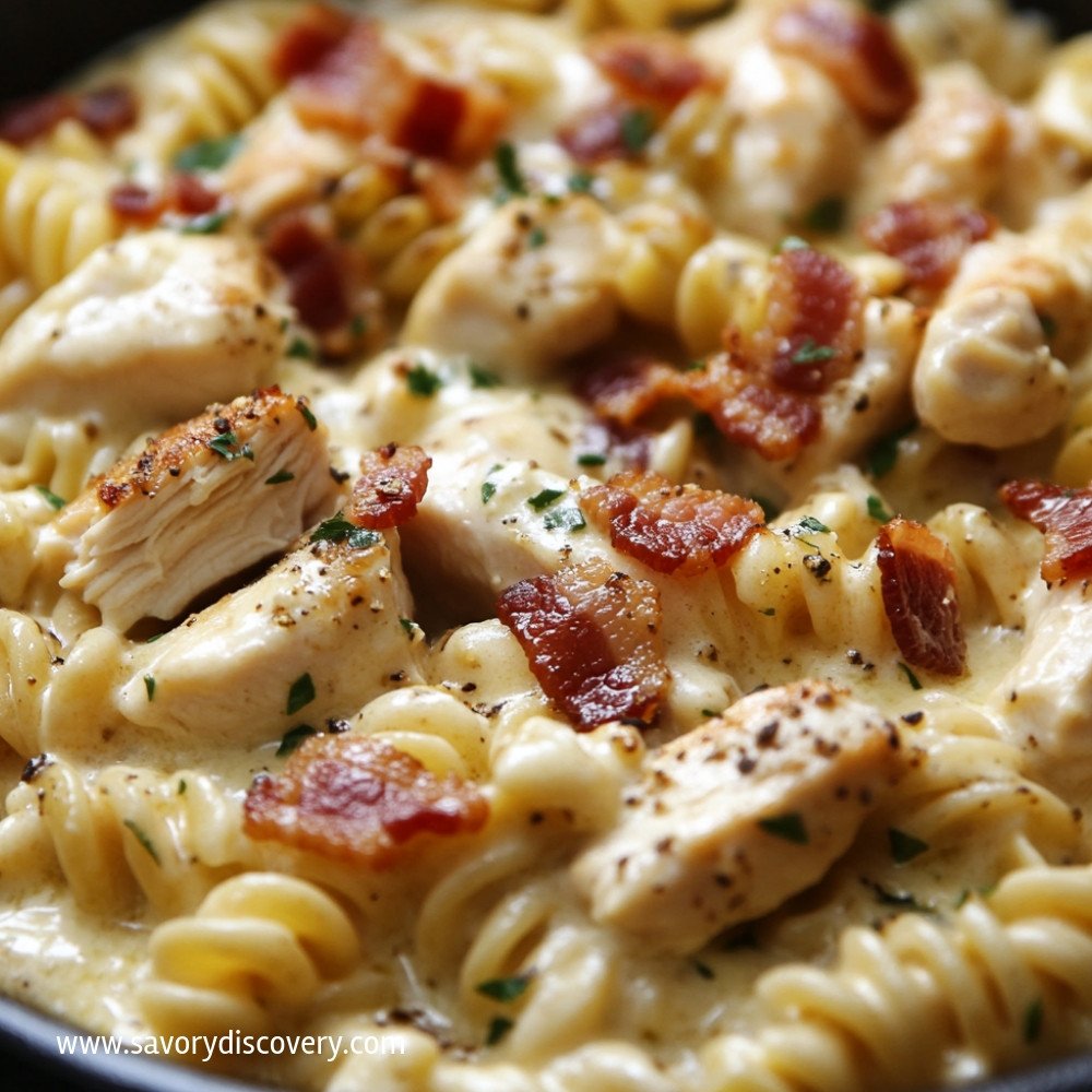 Chicken and Bacon Rotini Alfredo