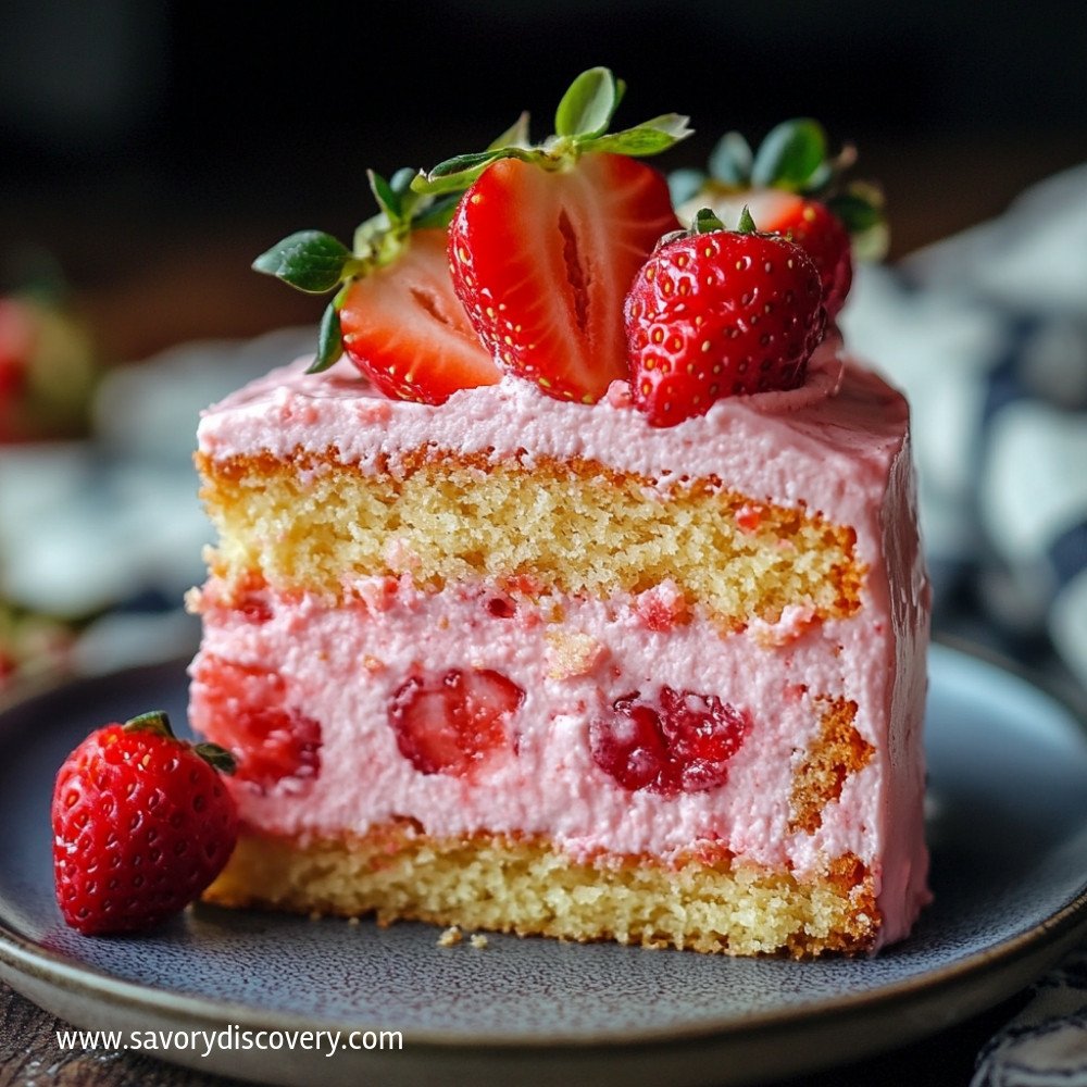 Eggless Strawberry Cake