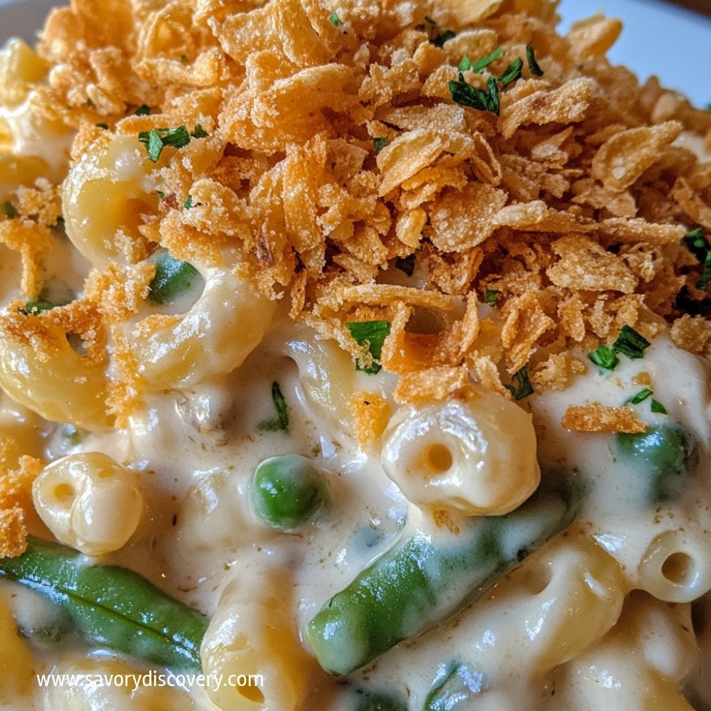 Mac and Cheese Green Bean Casserole