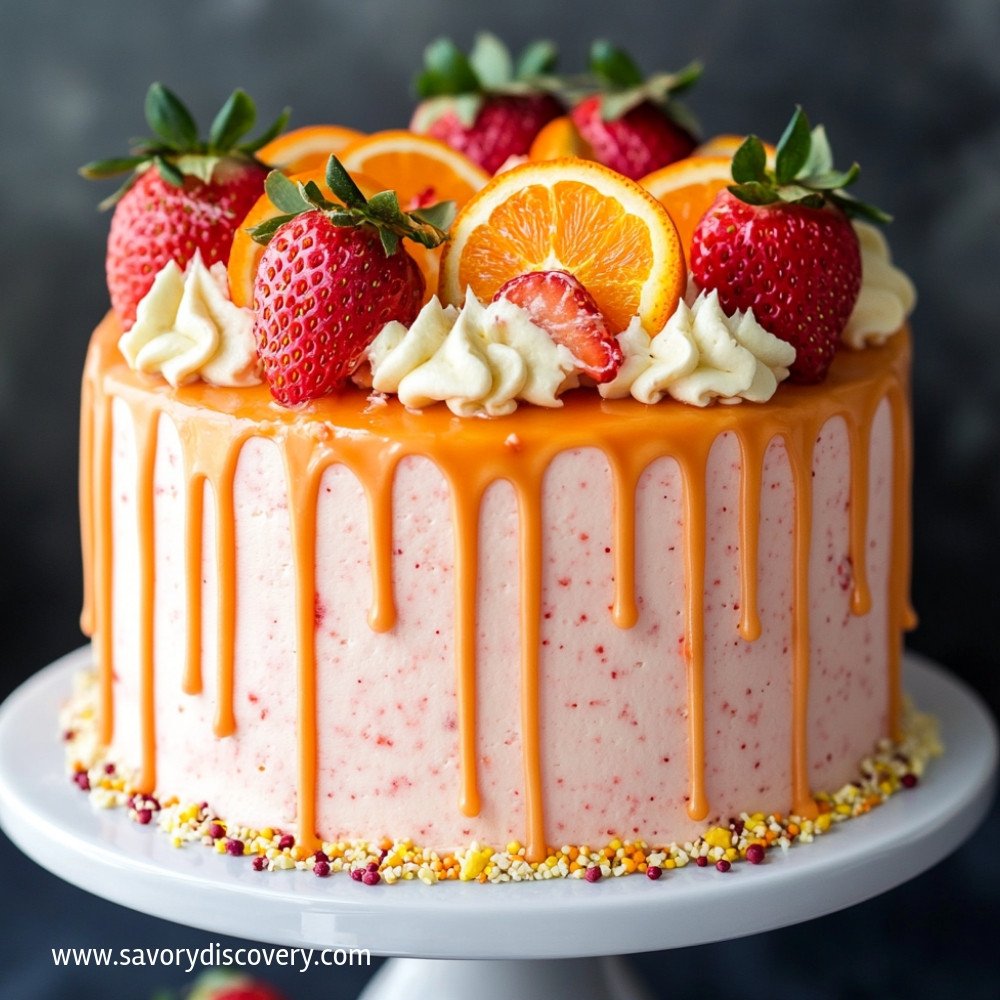Strawberry Cake with Orange Cream Cheese Frosting
