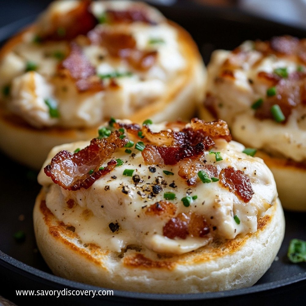 Bacon Chicken Alfredo English Muffins