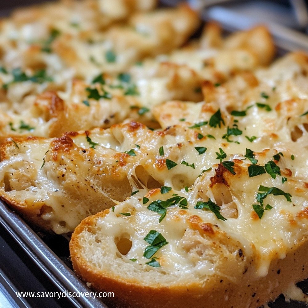 Cajun Chicken Alfredo Garlic Bread
