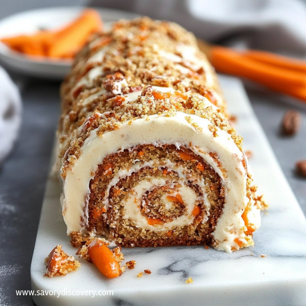 Carrot Cake Roll with Cream Cheese Frosting Filling