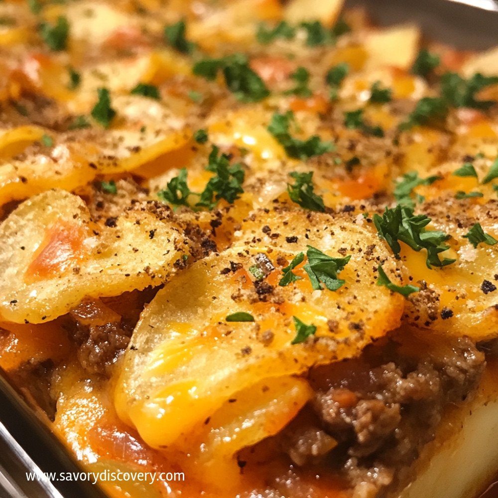 Cheeseburger Casserole with Potato Chips