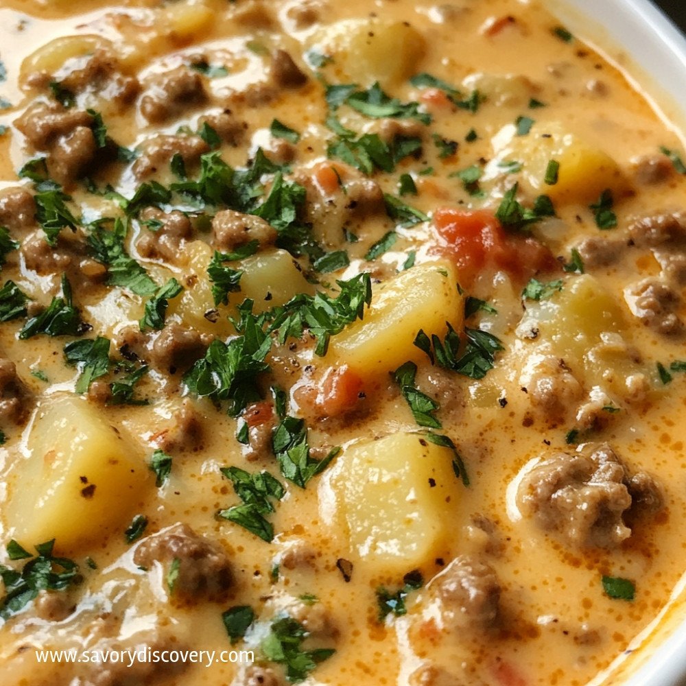Cheesy Hamburger Potato Soup