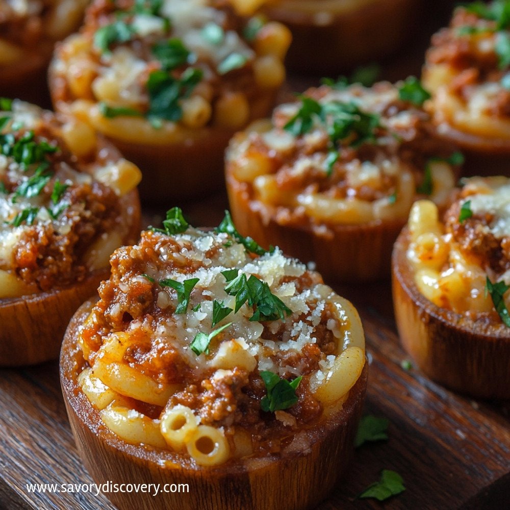 Cheesy Macaroni Bolognese Bites