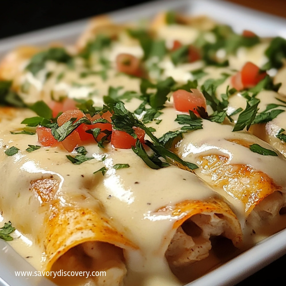 Chicken Enchiladas with Sour Cream White Sauce