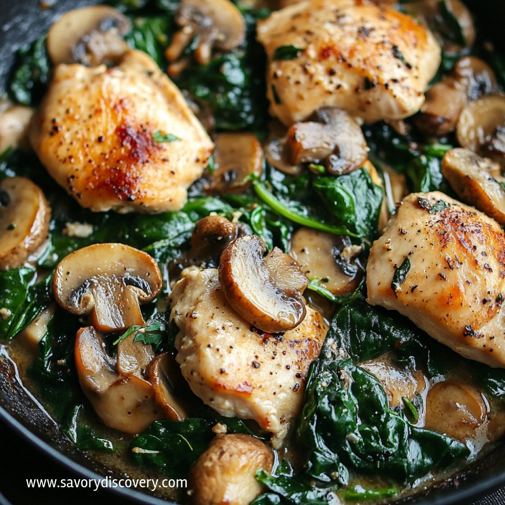 Chicken, Spinach, and Mushroom Skillet