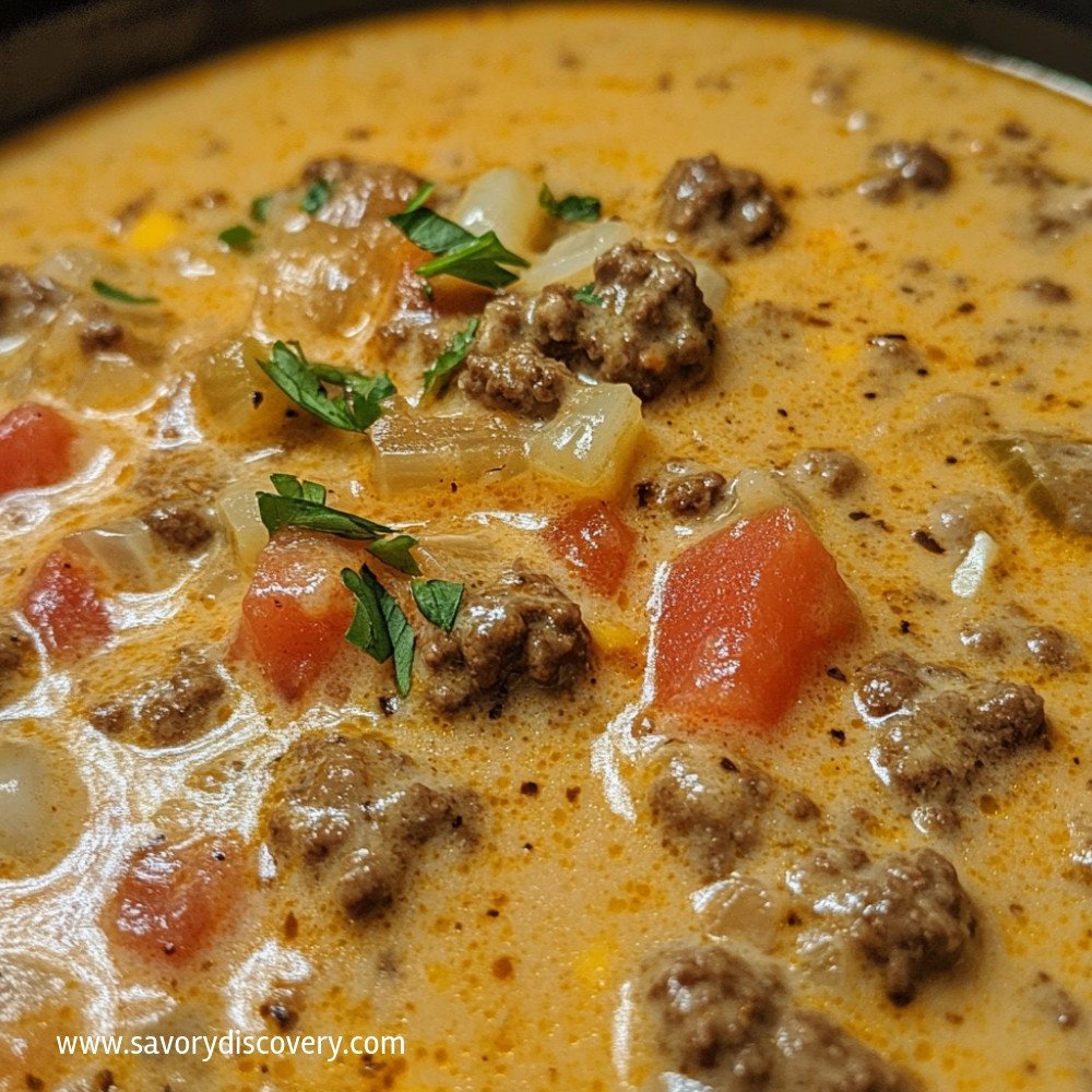 Crock Pot Cheeseburger Soup